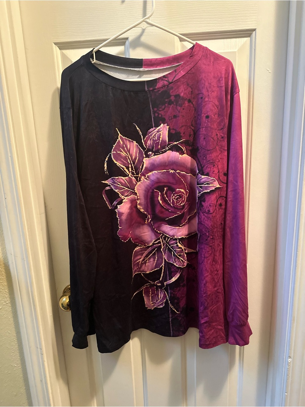 Purple Floral Long-Sleeve Women’s Top